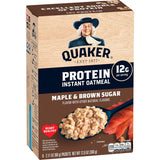 Quaker Protein Instant Oatmeal Maple Brown Sugar – Fast Office Breakfast That Boosts Morning Focus, No Cleanup Single-Serve Packets