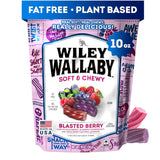 Wiley Wallaby Licorice 10 Ounce Classic Gourmet Soft & Chewy Australian Blasted Berry Candy Twists – Durable Resealable Bag for Car Cup Holders and Hiking Snacks