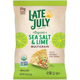 Late July Snacks Organic Multigrain Tortilla Chips Sea Salt and Lime 7.5-oz. Bag for Gluten-Free Kids and Vegan-Friendly Lunchboxes