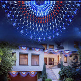 HYH American Flag Net Mesh Lights – 6.5ft x 3.3ft Solar and Plug-in Outdoor Decoration for Camping, Porch, and Backyard Party