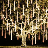 TW SHINE 24 Tube Cascading Snowfall Lights, Blue LED Meteor Shower Set for Mantel Window and Holiday Living Room Decor