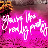 Hello Gorgeous Neon Sign – Understated Neon Wall Decor for Minimalist Vanities, Warm White or Pink with Chain Mount