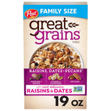 Great Grains Raisins Dates Pecans Breakfast Cereal – Fiber and Iron Rich Cereal for Clean-Label Pantry