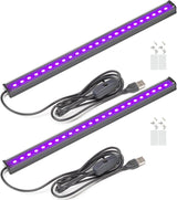 GREENIC Black Light Bar 2-Pack 10W USB – Minimalist UV LED Strip for Under-Shelf Accent Lighting and Room Decor