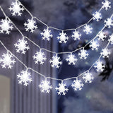 LuminGlow LED Snowflake Lights – Minimalist Home Lighting for Reading Nook and Mantel, Battery Powered 20Ft String