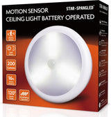 STAR-SPANGLED PIR Motion Ceiling Light – No-Wire, Cool-Surface Night Light for Closets, Laundry Rooms, and Garages