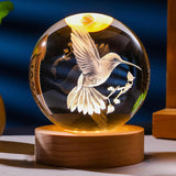 [Brand Name] Crystal Galaxy Ball Lamp - Cozy Home Atmosphere Piece, 3D Engraved Color Changing Sphere on Wooden Base
