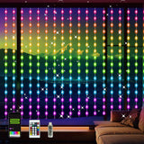 LuminVue RGB Curtain String Lights – Consistent Study Atmosphere with Music Sync, 8x6ft USB Powered