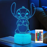 Stitch and Kitty 3D LED Night Light – Child-Safe Bedside Lamp with Timer and Auto Shutoff for Bedroom Decor