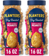 PLANTERS Sweet & Spicy Peanuts – Better-for-You Snack with 0g Trans Fat and 7g Protein, 16 Oz Jar