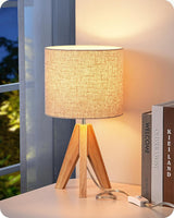 EDISHINE Stable Wooden Tripod Lamp – Tip-Over Resistant Reading Lamp for Children and Cats