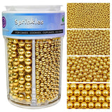 Artisan Gold Pearl Cake Decorations – Multi-Size Shimmer Sprinkles for Luxury Bridal Showpieces and Fine Pastries