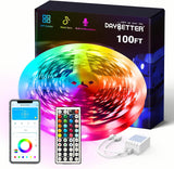 DAYBETTER 50ft LED Light Strips Safer Than Candles for Home Use, App Controlled Smoke Free Multicolor Lighting with Built in Timer for Sleep and Daily Routine