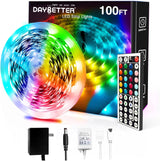 DAYBETTER Remote Control LED Strip Lights 100ft, Multi Color Room Makeover Strip for Dorm Room, Living Room and Kitchen Accent