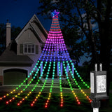 DANLI Cascading Star Lights — IP44 Outdoor Christmas Star for Pergola, Eaves and Wedding Backdrop, 9 Strands 320 LED