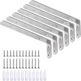 LSK Heavy Duty L Brackets for Workshop & Study Room Shelving — Organize Tools and Books, 5 Inch, 6 Pack