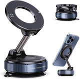 Vacuum Magnetic Suction Phone Holder – Minimalist Magnetic Phone Holder for Clutter-Free Countertops, Black