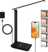 shinelife Adjustable LED Desk Lamp – Modern Minimalist Study Light with Touch Controls and Hidden USB Port