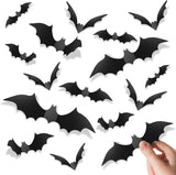 Piteno® Family-Friendly Halloween Bat Decor, 140 3D PVC Stickers with Double-Sided Tape for Kids Room and School Classroom Crafting