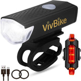 VivBike LED Bike Light Set – IPX4 Splash-Resistant Headlight and Rear Light for Rural Trails and Country Roads