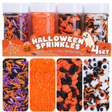 Kid-Safe Halloween Cupcake Toppings with Pumpkins, Ghosts, and Candy Eyes, Orange and Purple Jimmies Set