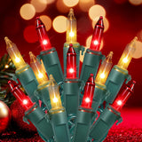 Hopolon Red Mini Bulb Lights 2-Pack – Living Room Ambiance Accent, 50-Count Incandescent Strand for Indoor Holiday Styling