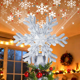 FrostyGlow LED Snowflake Topper – Portable Holiday Sparkle for Porch, Yard, and Camping, Lighted Projector Tree Topper
