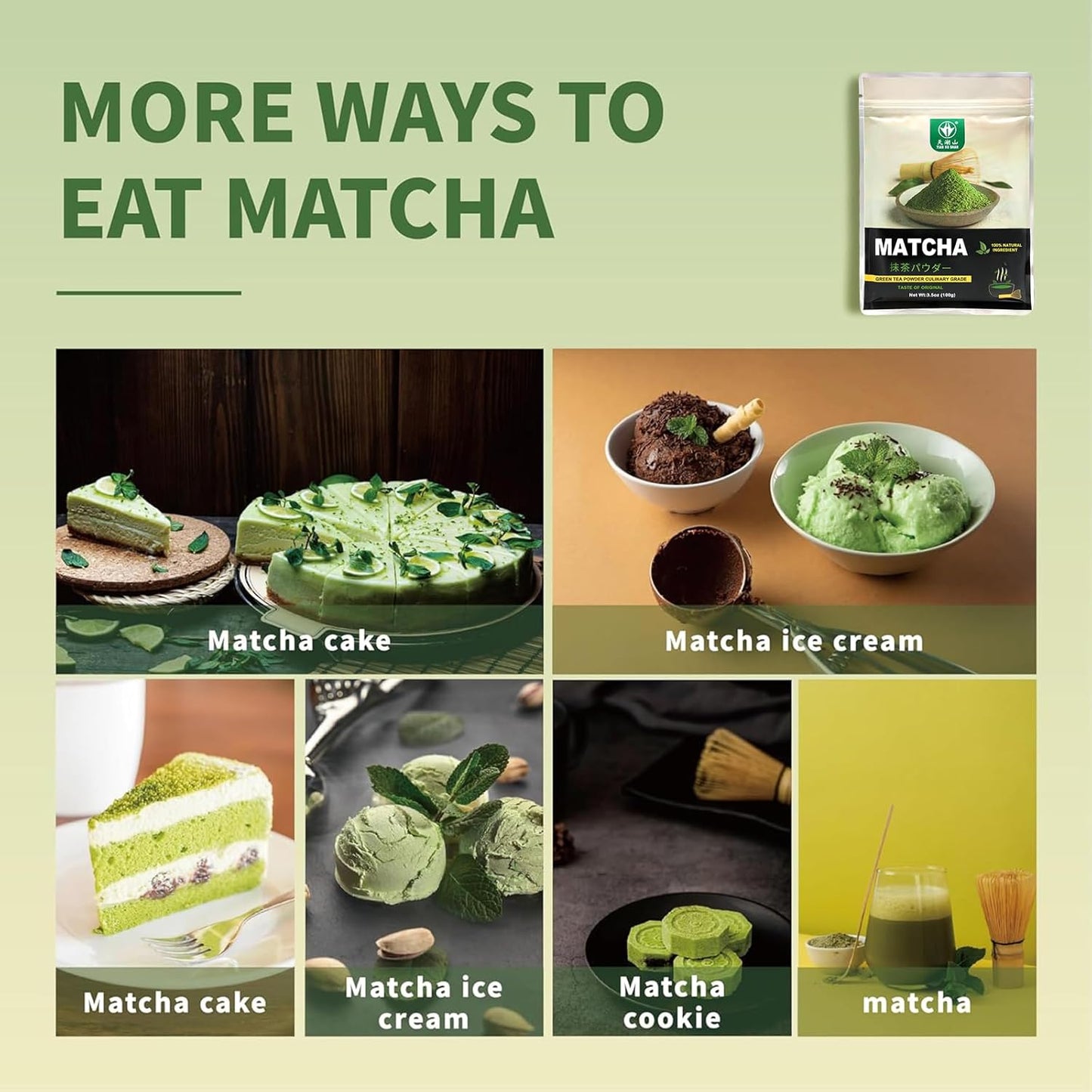 TIAN HU SHAN Culinary Matcha Tin – Simple Vegan Ingredient for Less-Is-More Cooking, Smoothies Baking and Lattes