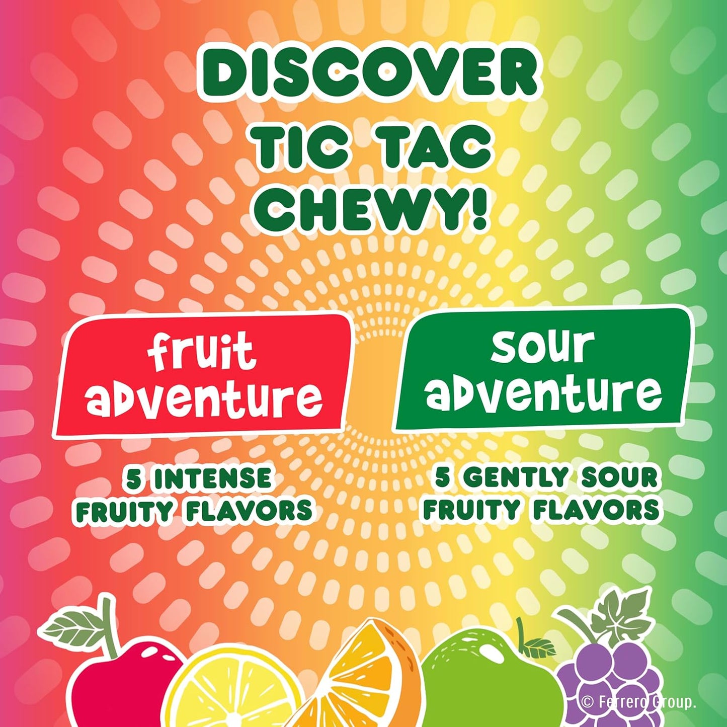 Tic Tac Chewy! Fruit Adventure Candy – Mess-Free Chewy Candy for Road Trips and Commutes, 7 oz