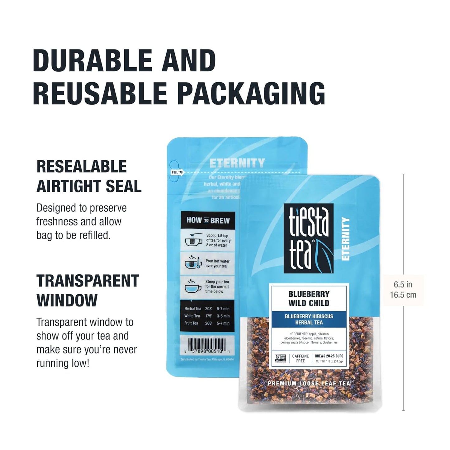 Tiesta Tea Blueberry Wild Child Fruit Tea – Uncomplicated Caffeine-Free Blend for Less-Is-More Homes, 25 Servings Loose Leaf