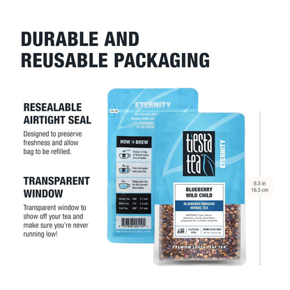 Tiesta Tea Blueberry Wild Child Fruit Tea – Uncomplicated Caffeine-Free Blend for Less-Is-More Homes, 25 Servings Loose Leaf