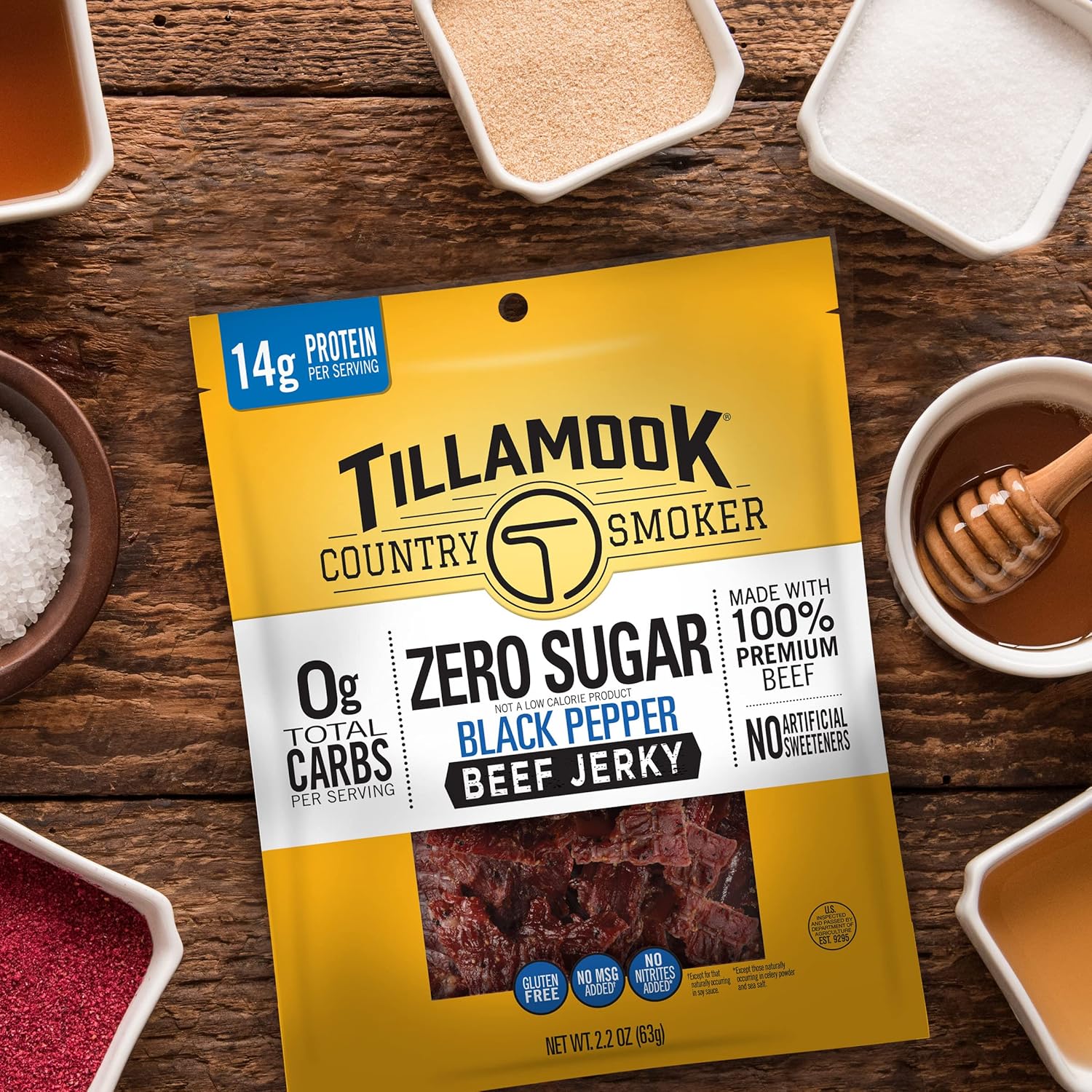 Tillamook Country Smoker High Protein Beef Jerky, Black Pepper, 6.5 Ounce — Commute Snack for Focus and Satiety at Work