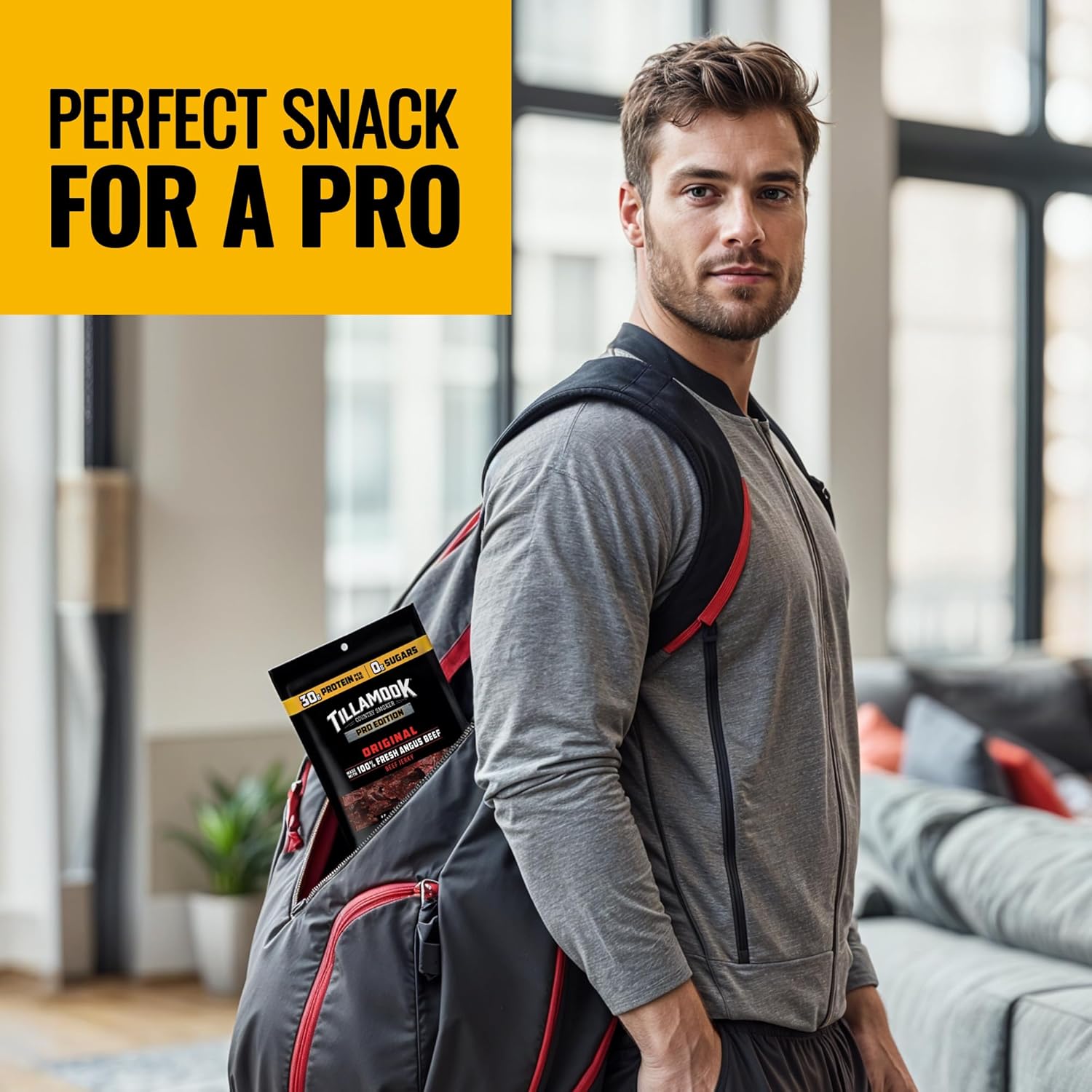 Tillamook Country Smoker PRO Edition Beef Jerky, Low Carb Gluten Free Original, 2.14 Oz Pantry Snack for Home Office, Macro Tracking and Sustained Focus