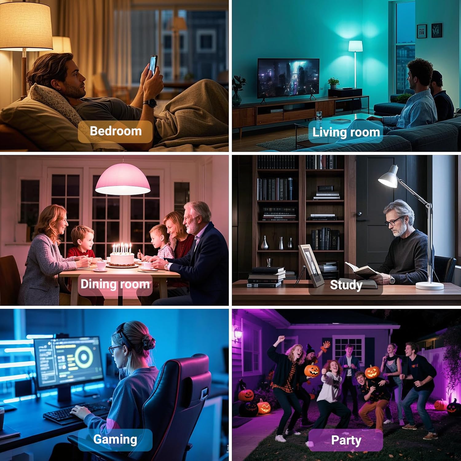 TJOY WiFi Color Bulbs – Cozy Home Aesthetic for Entryway and Dining Room, Music Sync 9W Dimmable