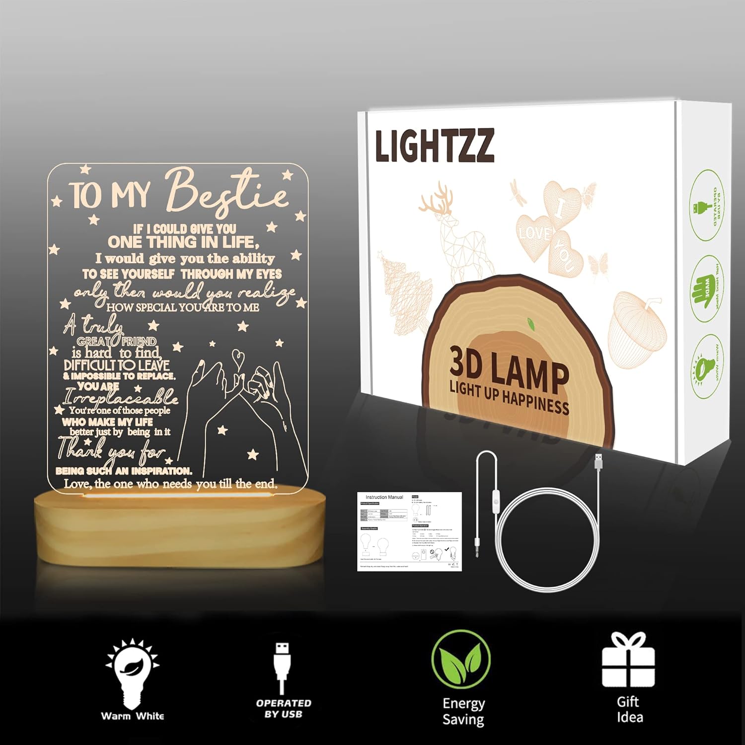 to My Bestie Gifts Comfort Glow Lamp – Bereavement Support Keepsake, Soft Warm Light for Grief and Healing