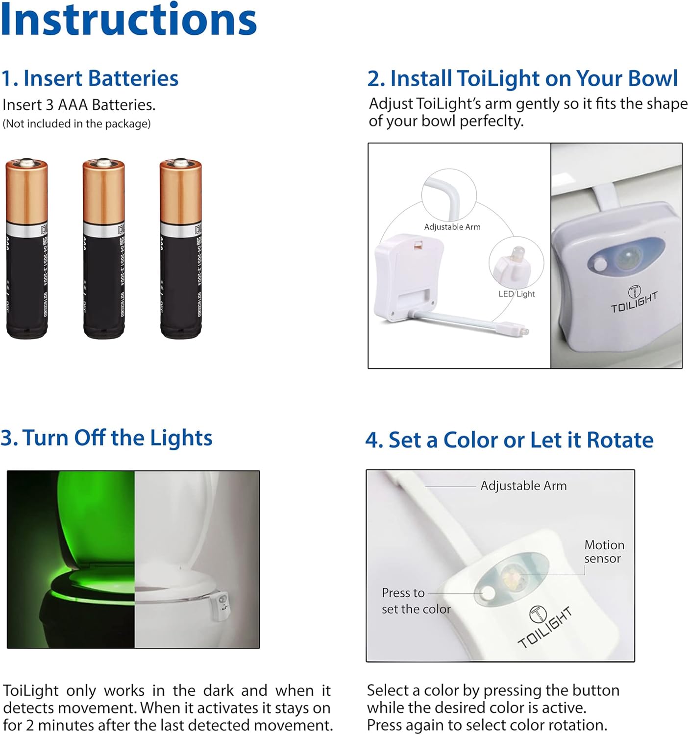 ToiLight Motion Sensor Toilet Light – Gentle 5 Lumen Glow for Mindful Nighttime Wind Down Without Harsh Overhead Light
