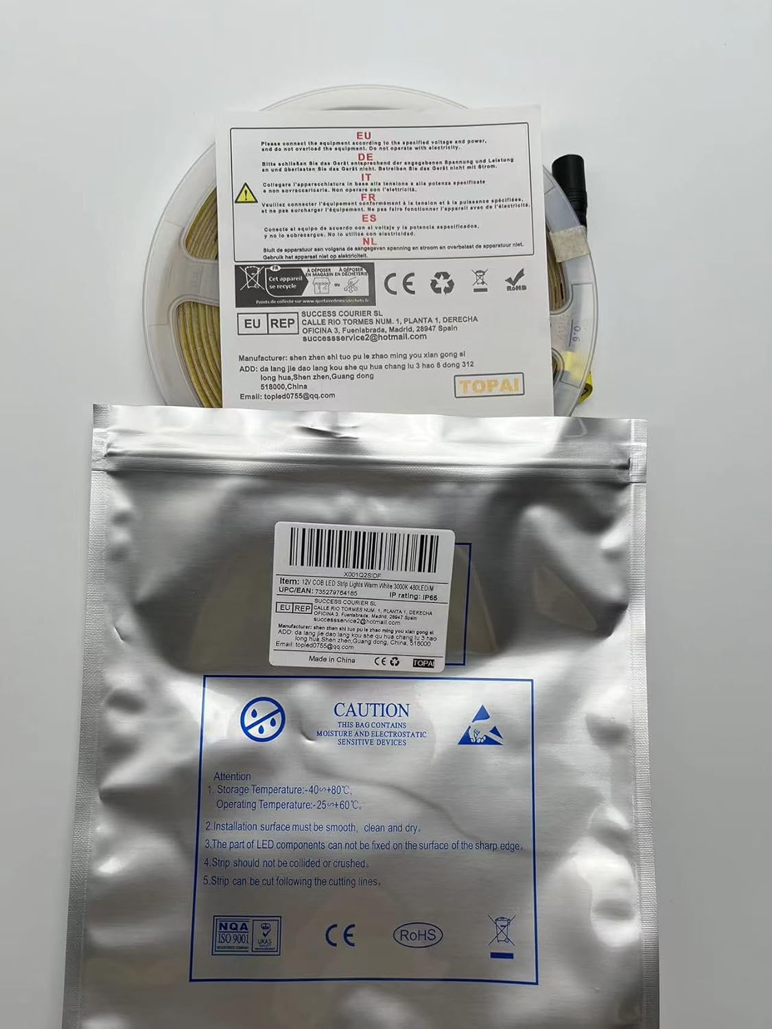 TOPAI Flexible COB LED Strip Light for DIY Enthusiasts, IP65 Cut-and-Connect Strip for Custom Shapes on Shelving and Furniture