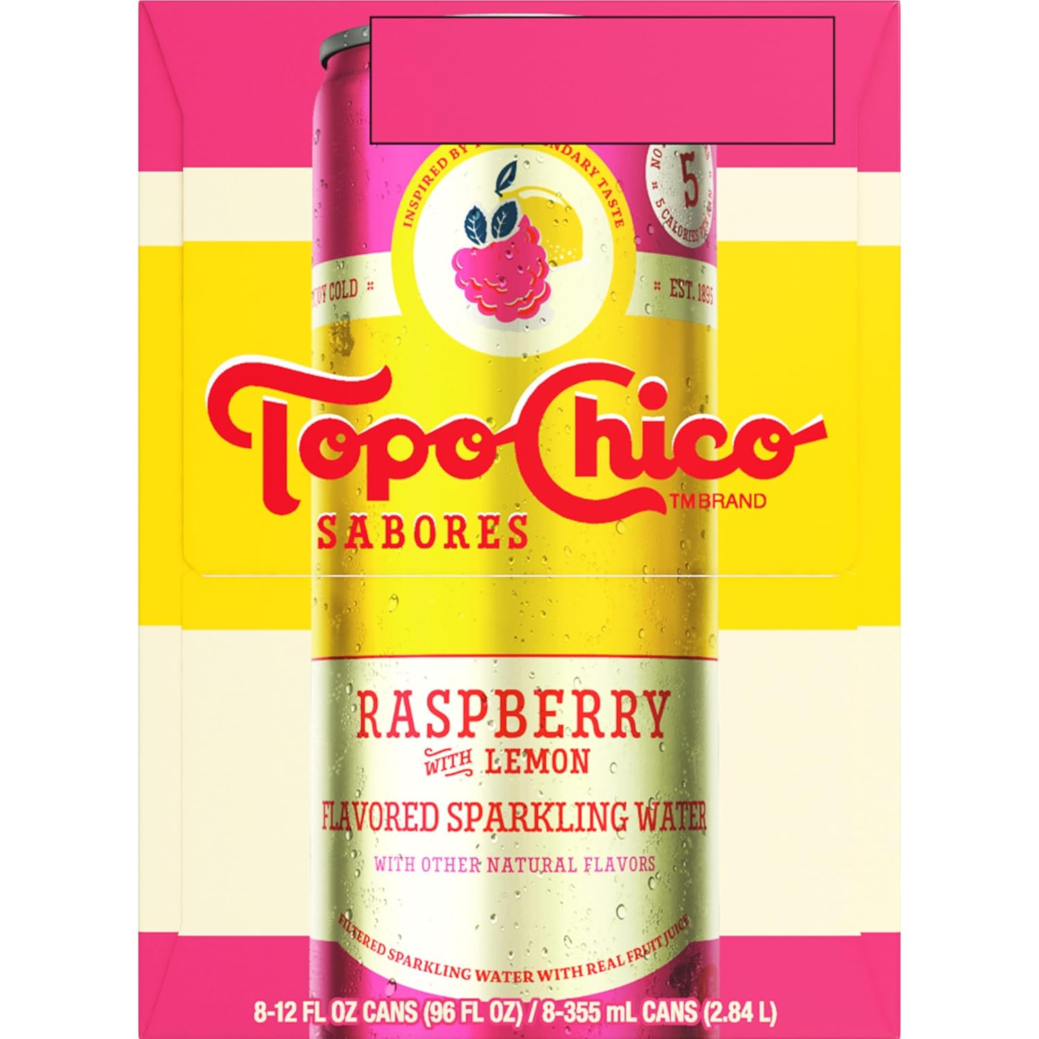 Topo Chico Sabores Raspberry with Lemon – Low-Calorie Office Companion for All-Day Hydration Without Slumps, 12oz 8pk