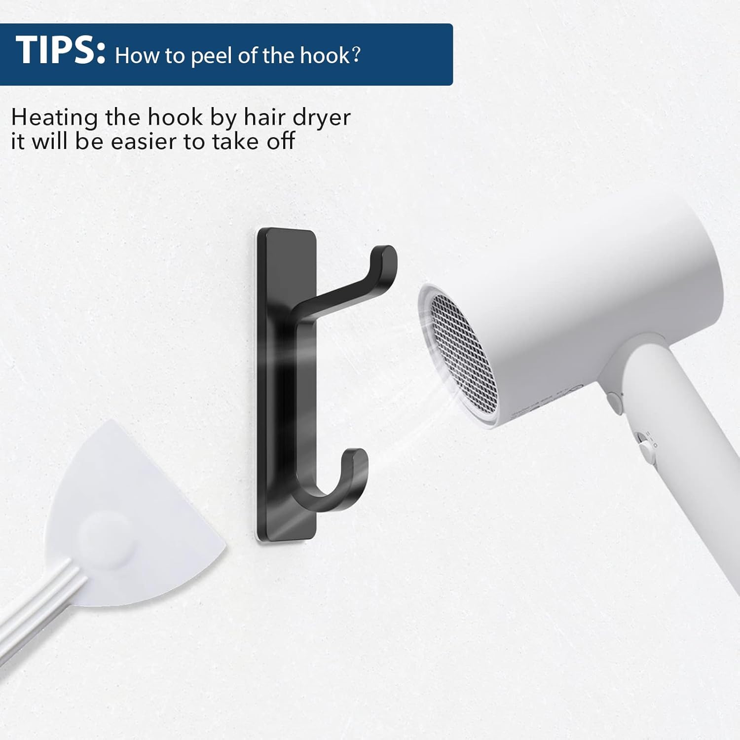 Towlz Simple Door Hooks for Less-Is-More Bedroom Closet, White Adhesive Wall Hooks With Hidden Hardware Look