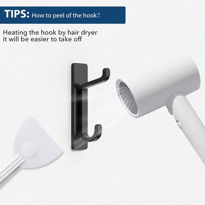Towlz Simple Door Hooks for Less-Is-More Bedroom Closet, White Adhesive Wall Hooks With Hidden Hardware Look