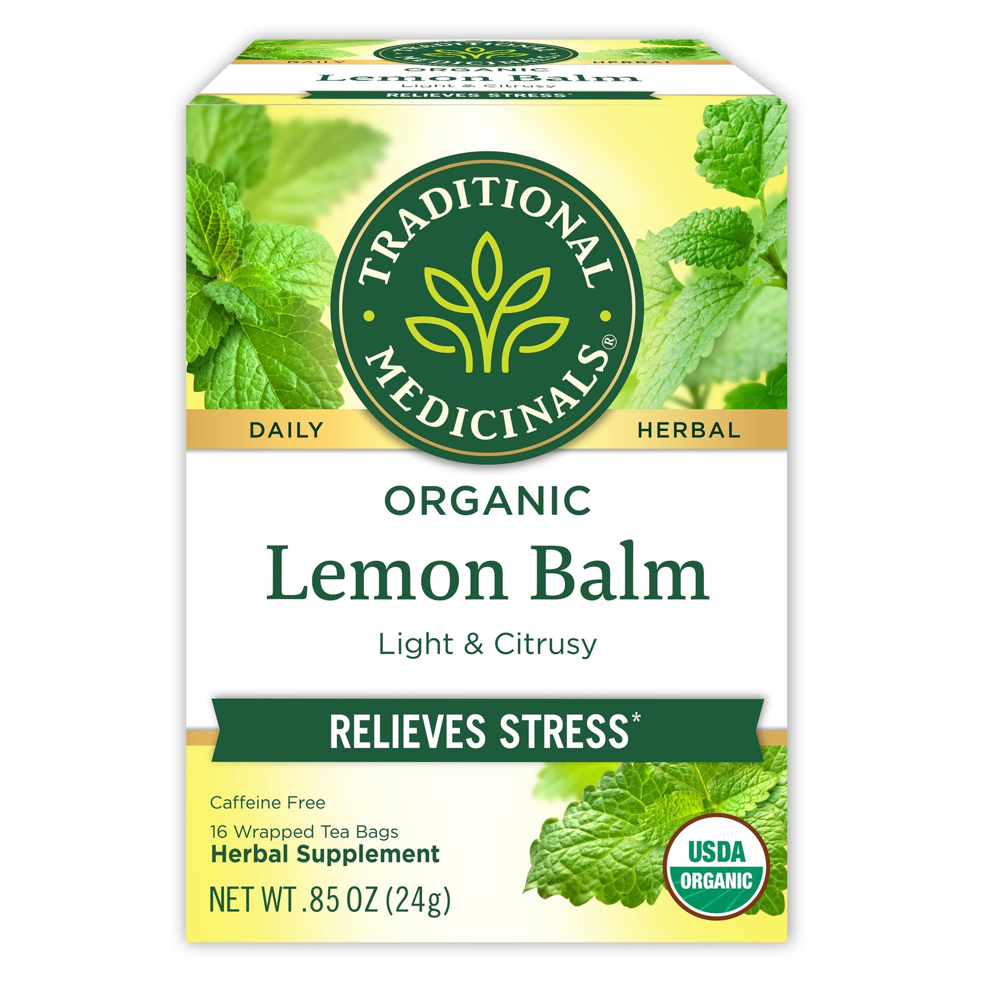Traditional Medicinals Lemon Balm Tea Bags – Neutral Toned Wellness Staple for the Uncluttered Tea Shelf