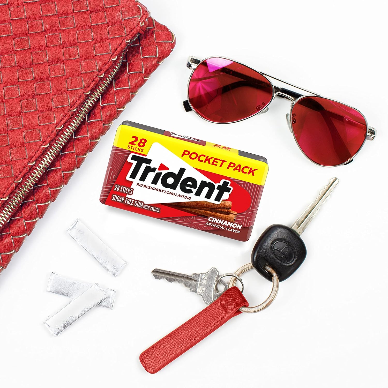 Trident Spearmint Chewing Gum – Car Cup Holder Travel Pack for Road Trips and Business Errands