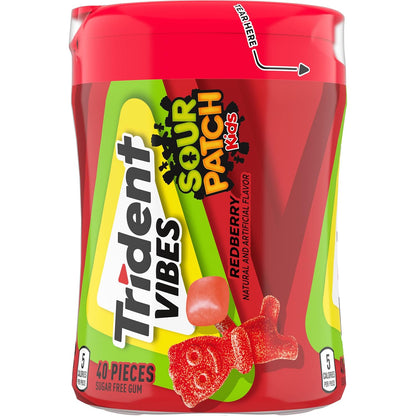 Trident Vibes SOUR PATCH KIDS Blue Raspberry Sugar-Free Chewing Gum – Beach Bag and Patio Companion, 4-Bottle 160 Count