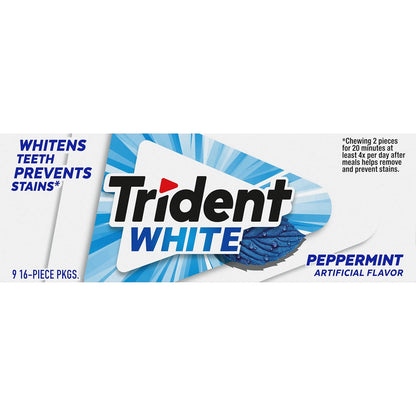 Trident White Sugar-Free Gum – Sugar-Free Gum Option for Lunchbox and Sports Bag, Peppermint, Spearmint, Wintergreen