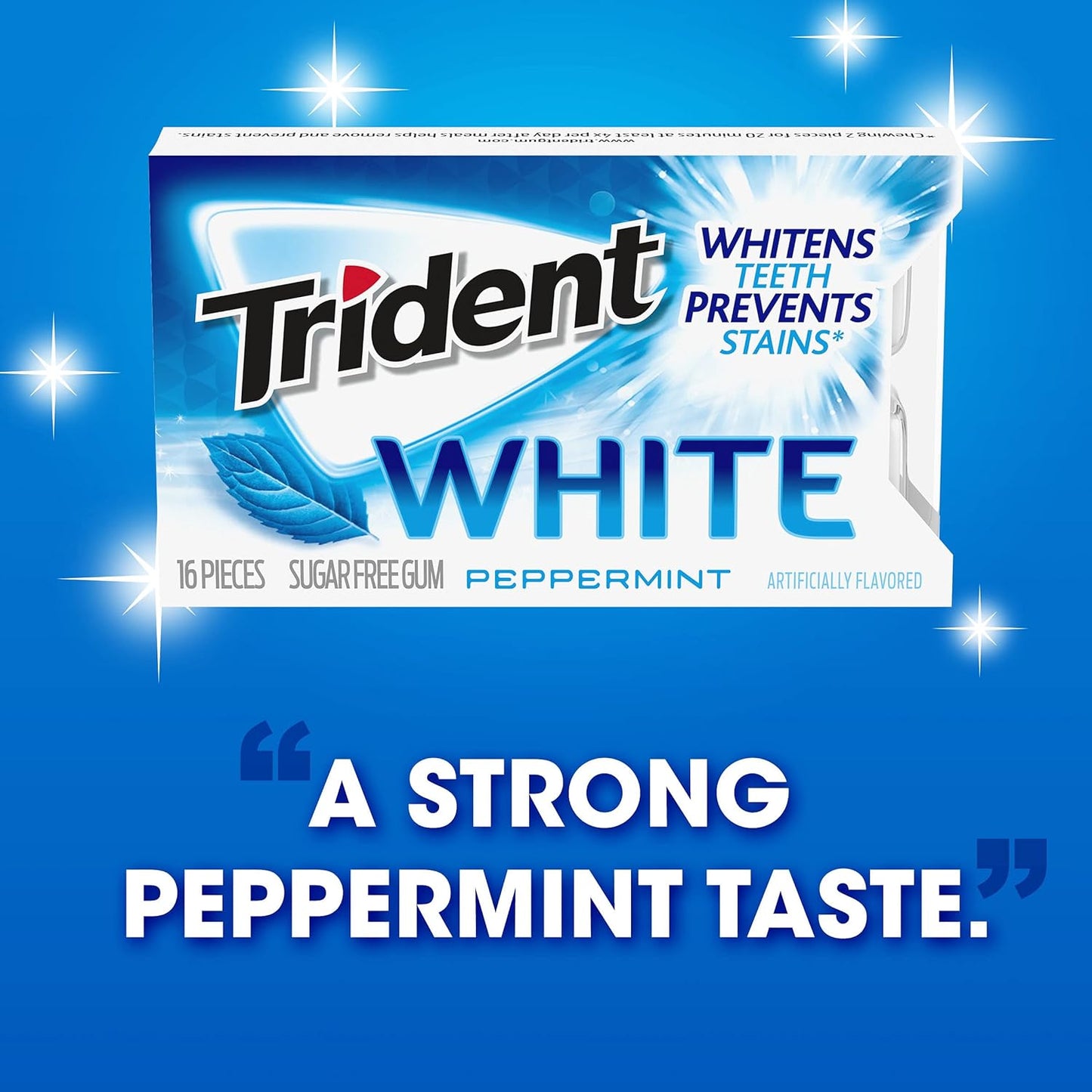 Trident White Sugar-Free Gum – Sugar-Free Gum Option for Lunchbox and Sports Bag, Peppermint, Spearmint, Wintergreen