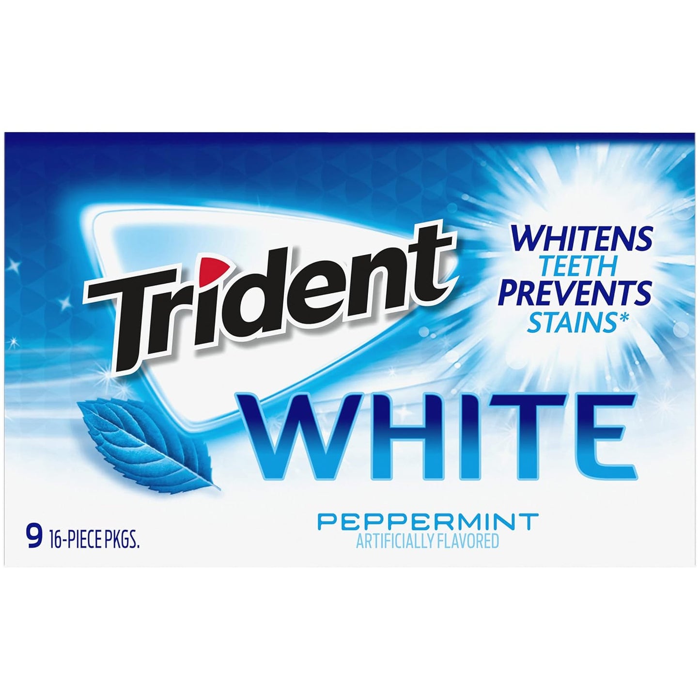 Trident White Sugar-Free Gum – Sugar-Free Gum Option for Lunchbox and Sports Bag, Peppermint, Spearmint, Wintergreen