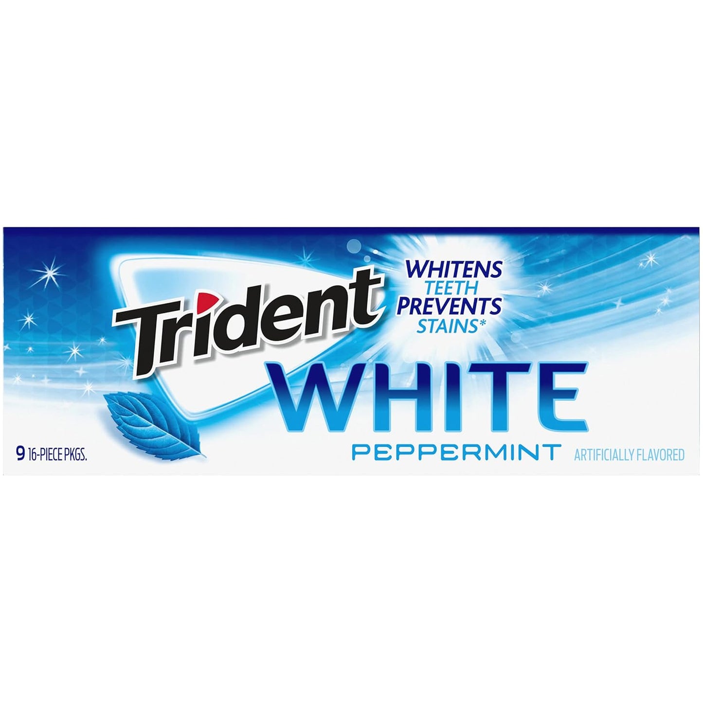Trident White Sugar-Free Gum – Sugar-Free Gum Option for Lunchbox and Sports Bag, Peppermint, Spearmint, Wintergreen