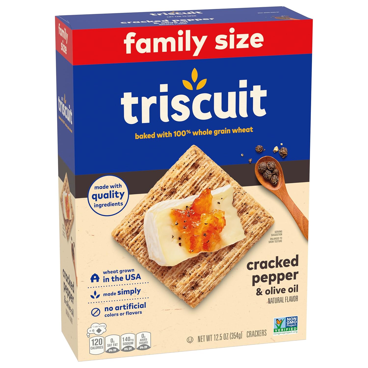 Triscuit Cracked Pepper & Olive Oil Crackers – Olive Oil Baked Cracker for Spinach Dip and Hummus Pairing