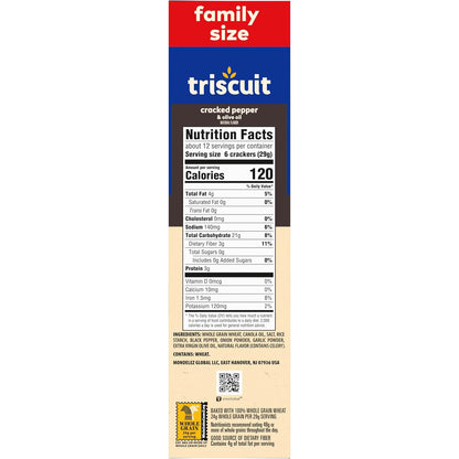 Triscuit Cracked Pepper & Olive Oil Crackers – Olive Oil Baked Cracker for Spinach Dip and Hummus Pairing