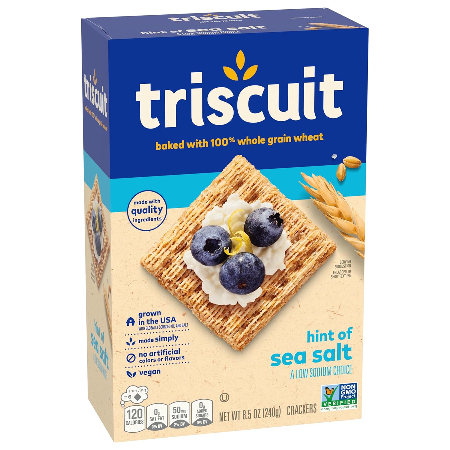 Triscuit Hint of Sea Salt Whole Grain Crackers – Family Pantry Staple for Packing Lunches on Busy Mornings